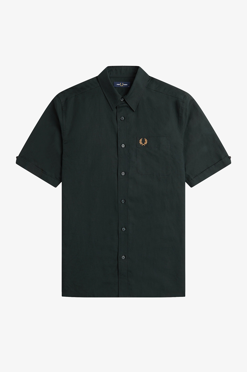 Linen Blend Short Sleeve Shirt(S Q20：NIGHT GREEN): | FRED PERRY 