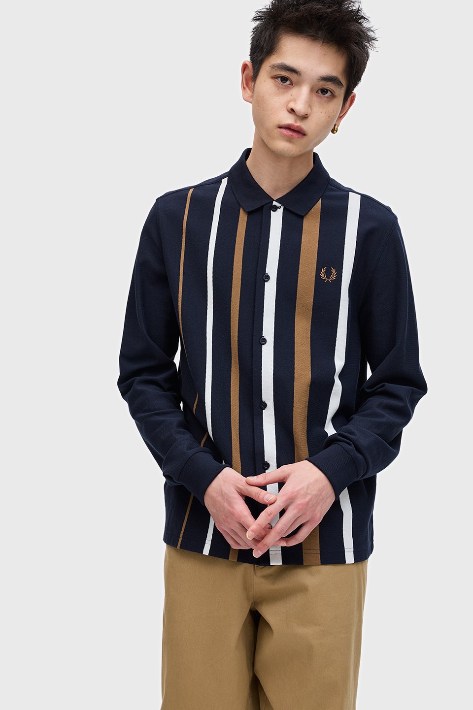 Gradient Stripe Ls Polo Shirt(S 608：NAVY): | FRED PERRY JAPAN