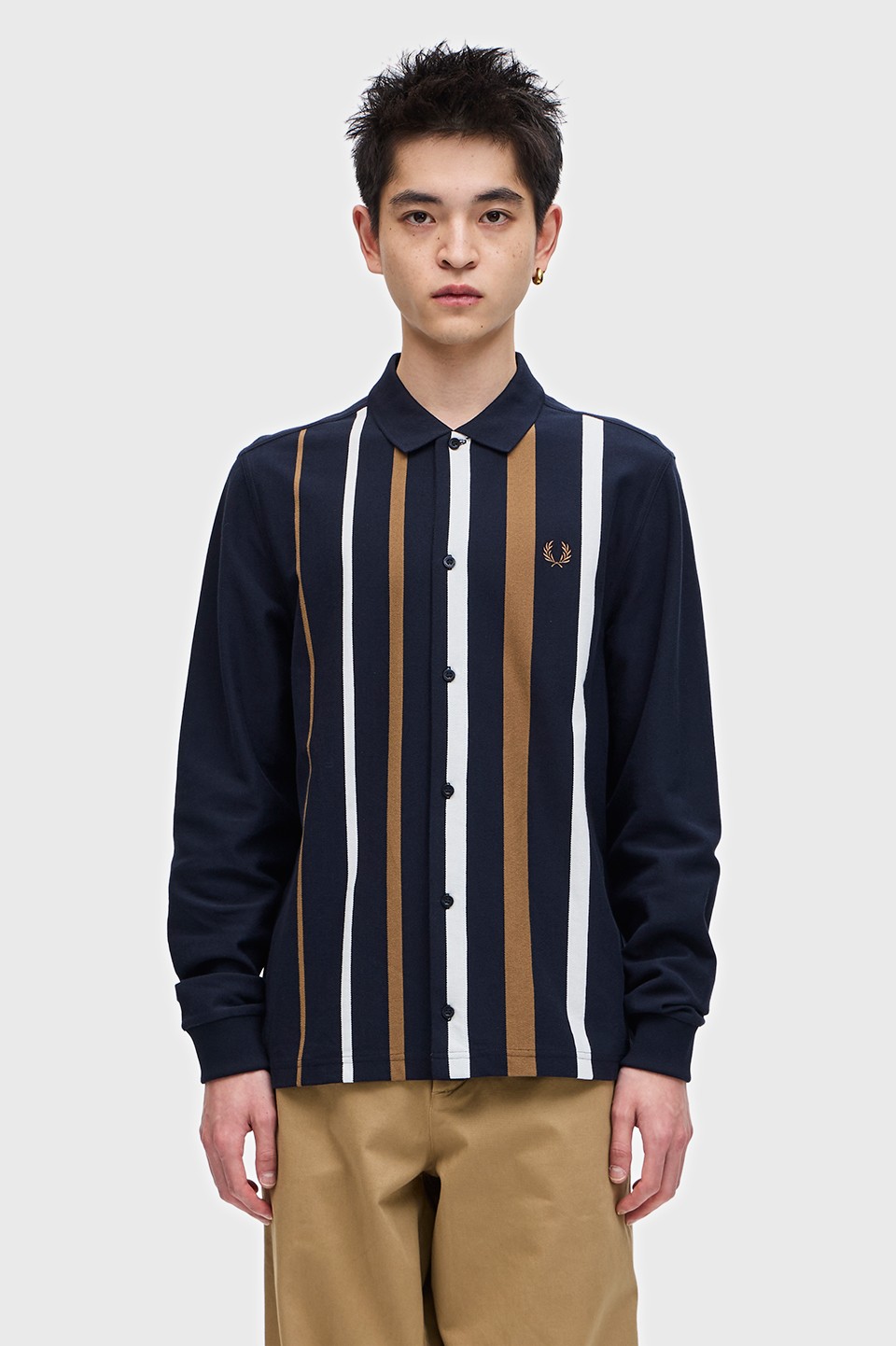 Gradient Stripe Ls Polo Shirt(S 608：NAVY): | FRED PERRY JAPAN