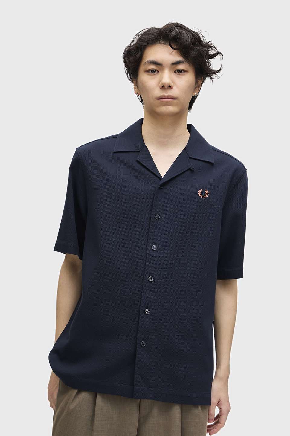 Pique Texture Revere Collar Shirt