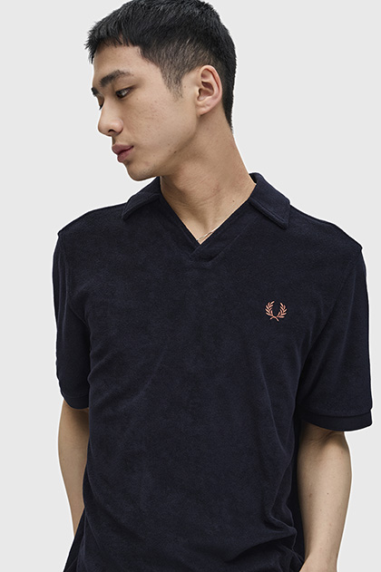 Open Collar Towelling Polo Shirt
