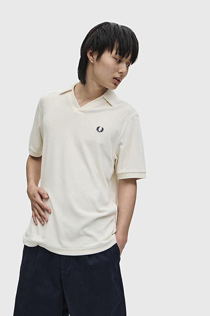 Open Collar Towelling Polo Shirt