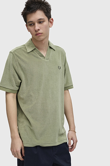 Open Collar Towelling Polo Shirt