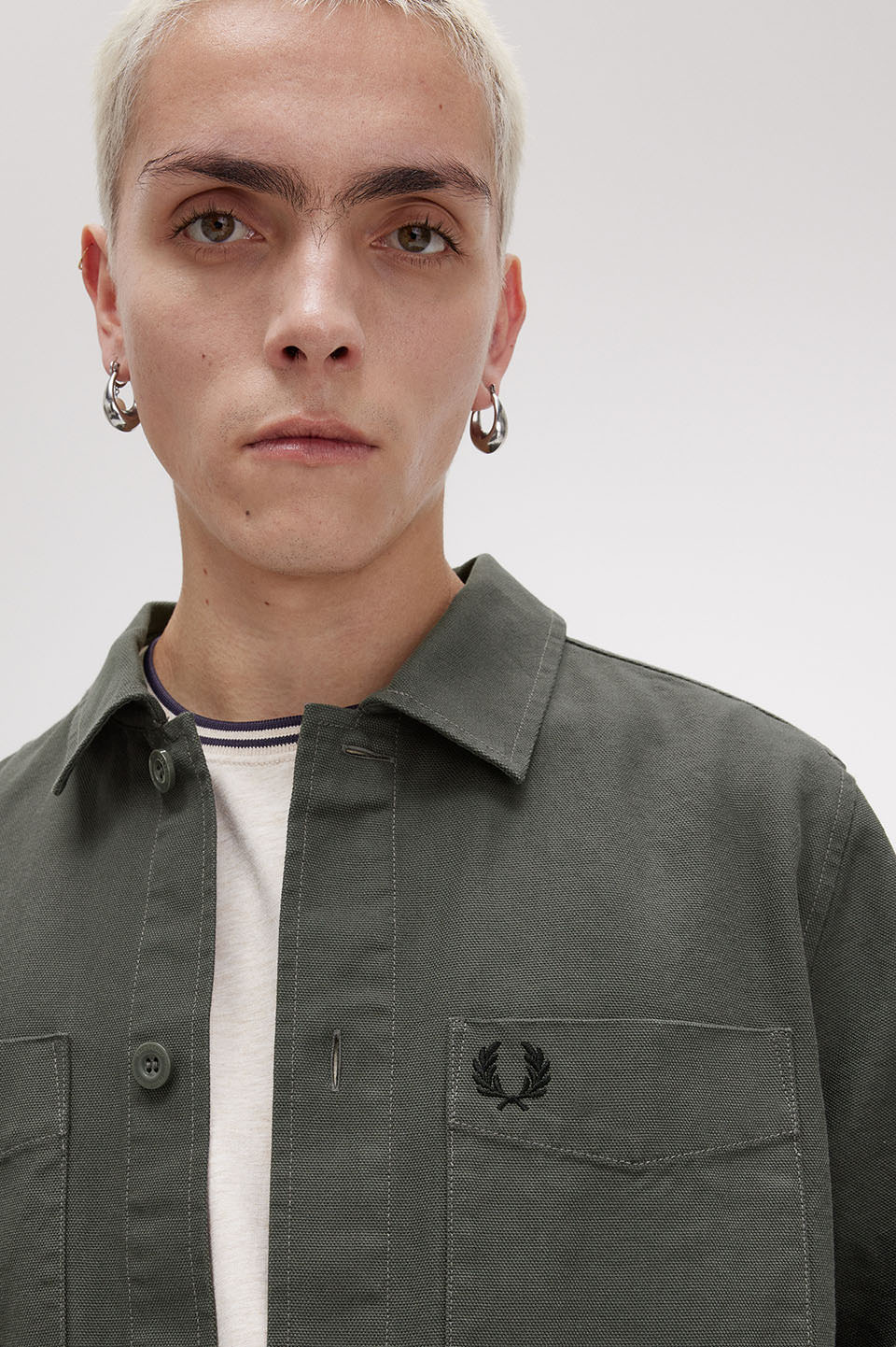 The Fred Perry Shirt - M2 フレッドペリー Canvas Overshirt(M 638:FIELD GREEN): | FRED PERRY JAPAN