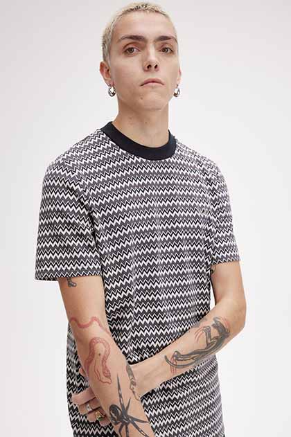 Jacquard T-Shirt(M 608：NAVY): | FRED PERRY JAPAN | フレッドペリー