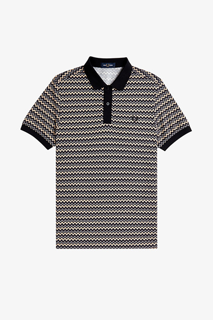 Zig-Zag Print Fred Perry Shirt(M 129：SNOW WHITE): | FRED