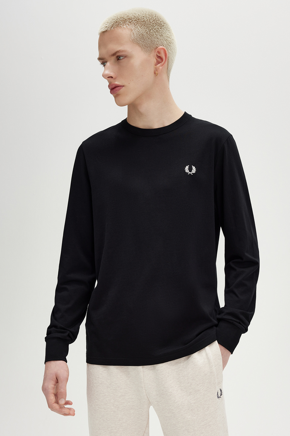Long Sleeve Crew Neck T-Shirt(S 102：BLACK): | FRED PERRY JAPAN  