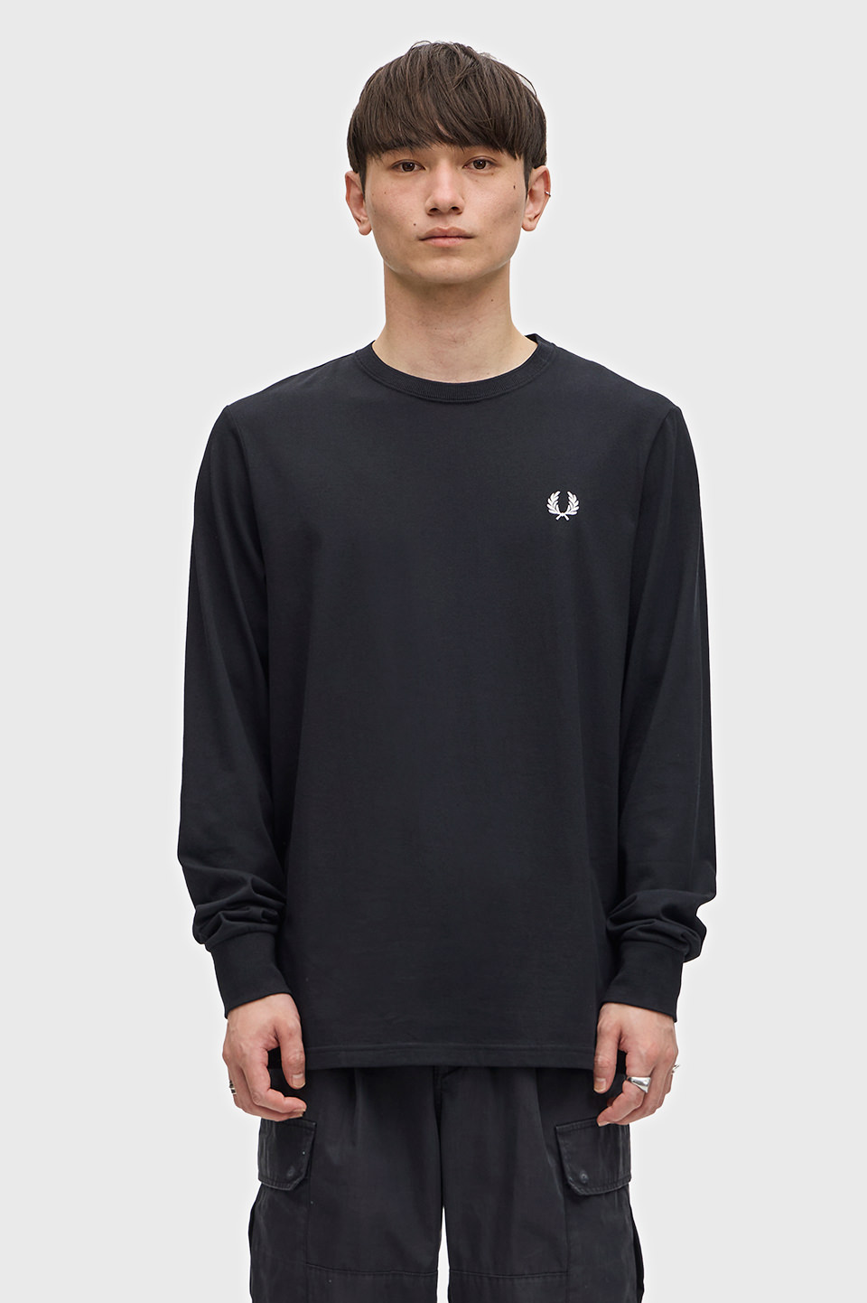 Long Sleeve Crew Neck T-Shirt(S 102：BLACK): | FRED PERRY JAPAN 