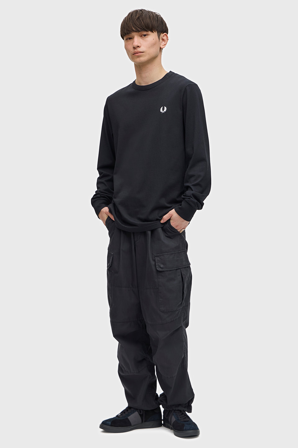 Long Sleeve Crew Neck T-Shirt(S 102：BLACK): | FRED PERRY JAPAN 