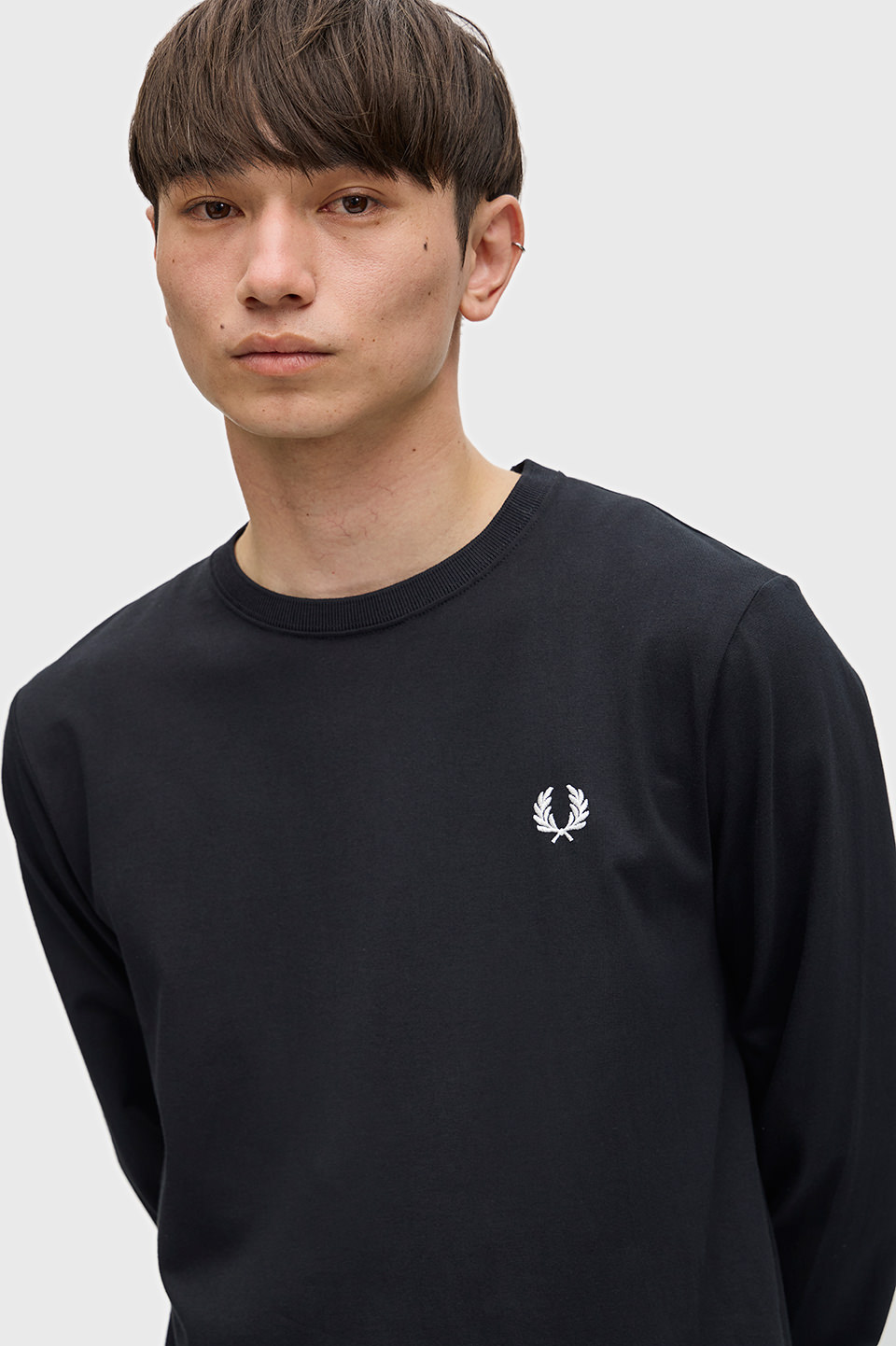 Long Sleeve Crew Neck T-Shirt(S 102：BLACK): | FRED PERRY JAPAN 