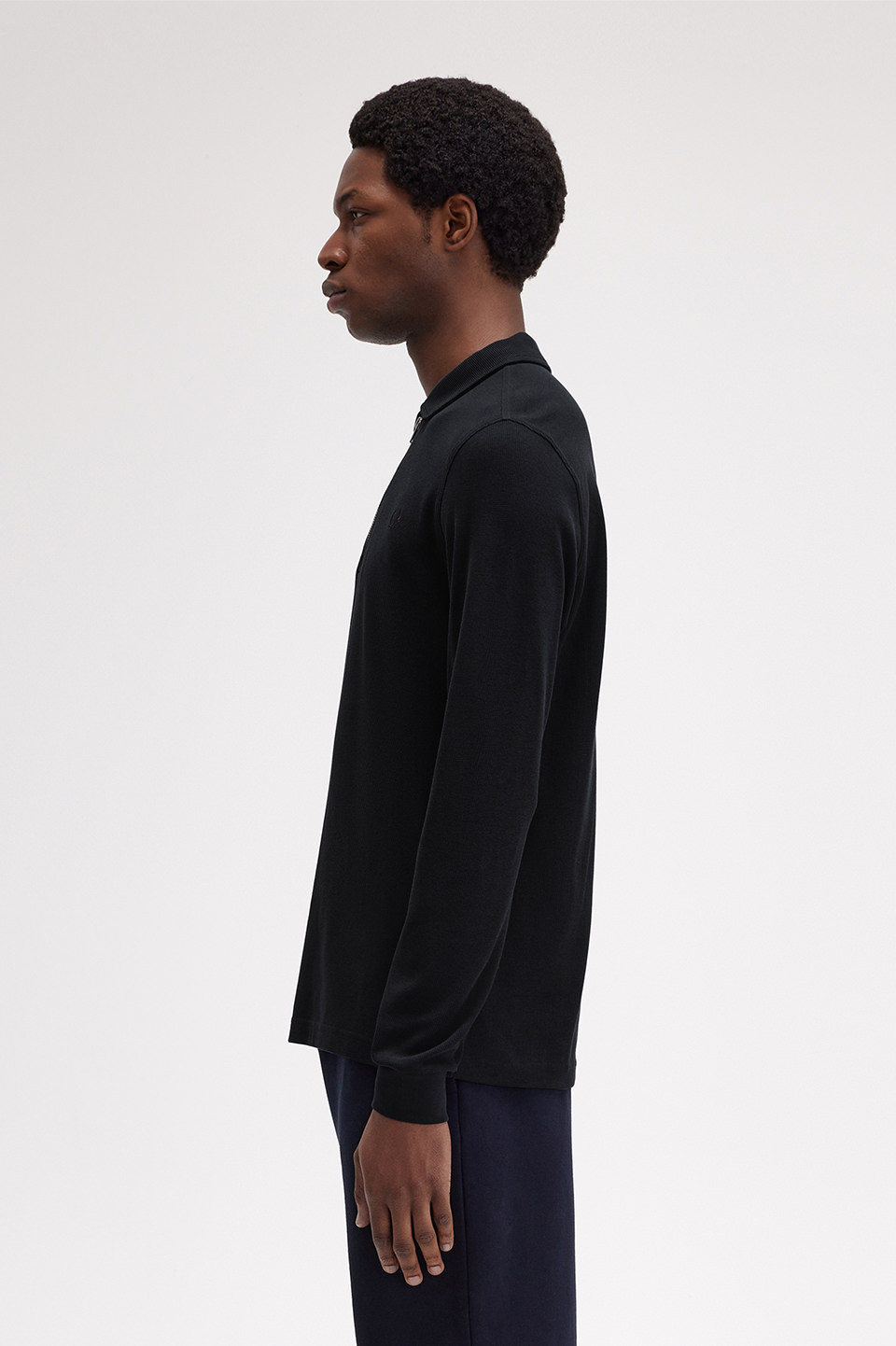 Open Waffle Half Zip Polo Shirt(S 608：NAVY): | FRED PERRY