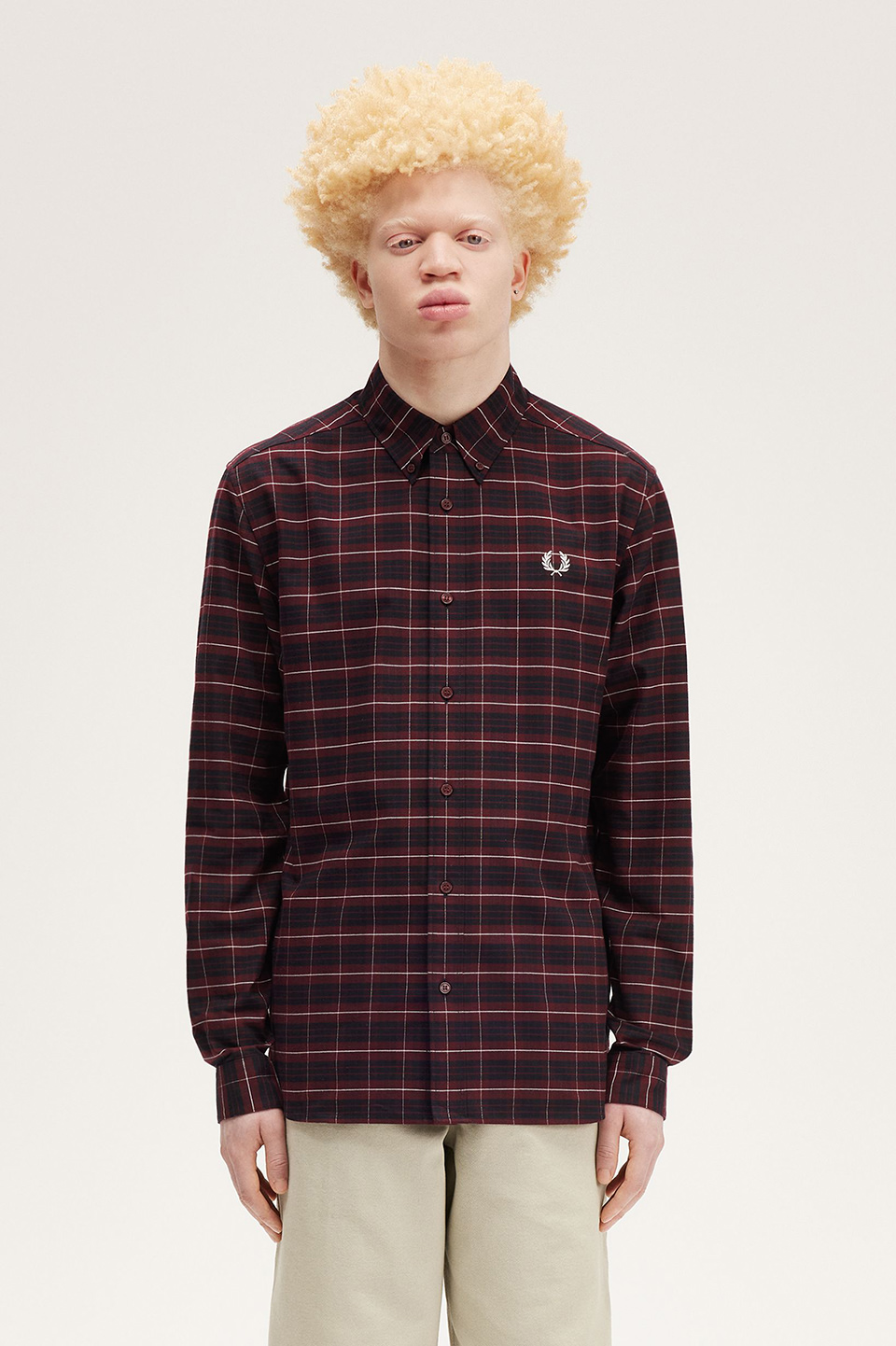 フレッドペリー ブラック Tシャツ Brushed Oxford Tartan Shirt(S K22：OX BLOOD): | FRED PERRY