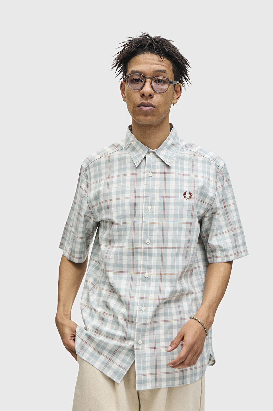 Twill Tartan Short Sleeve Shirt(S 560：ECRU): | FRED PERRY
