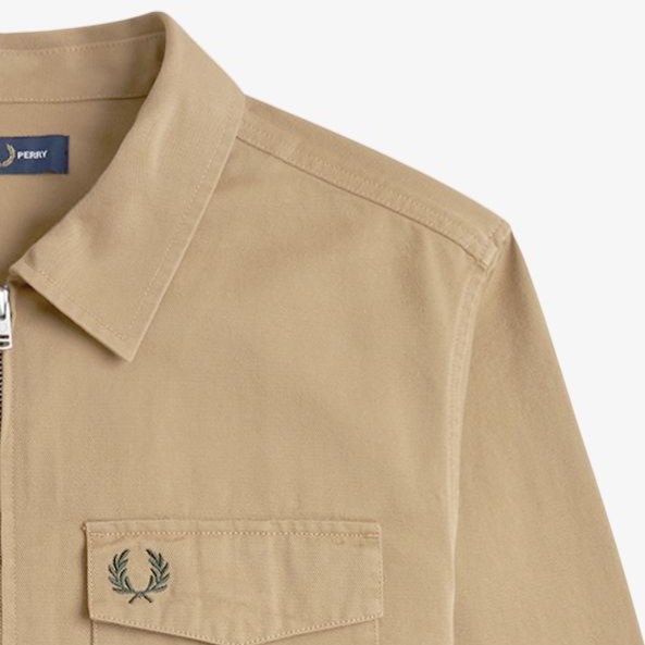 Twill Zip-Through Overshirt(M 363：WARM STONE): | FRED PERRY