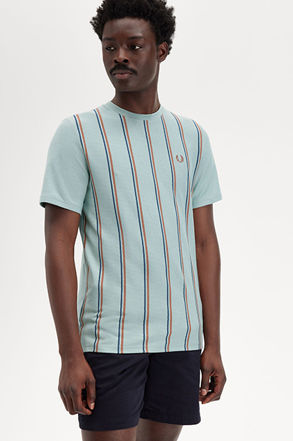 Striped Crepe Pique T-Shirt