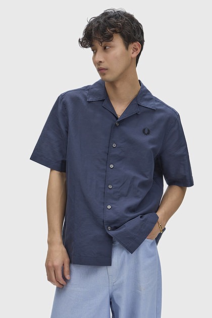 Linen Blend Revere Collar Shirt