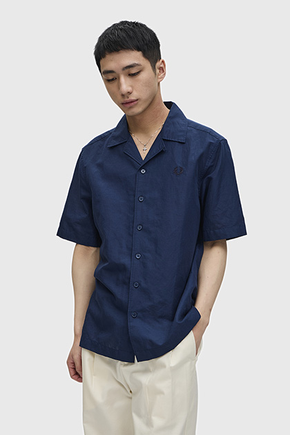 Linen Blend Revere Collar Shirt