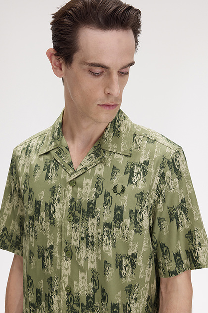 Abstract Print Revere Collar Shirt