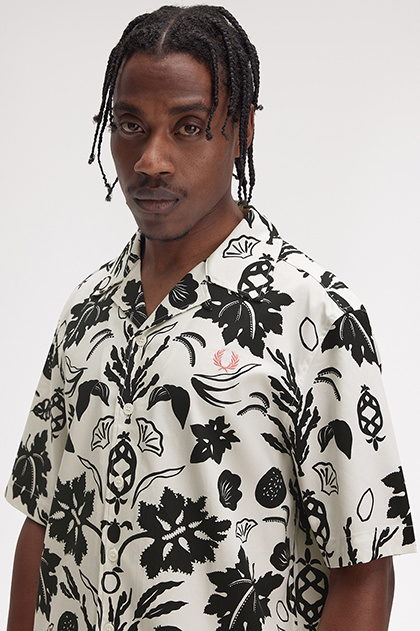 Botanical Print Revere Collar Shirt