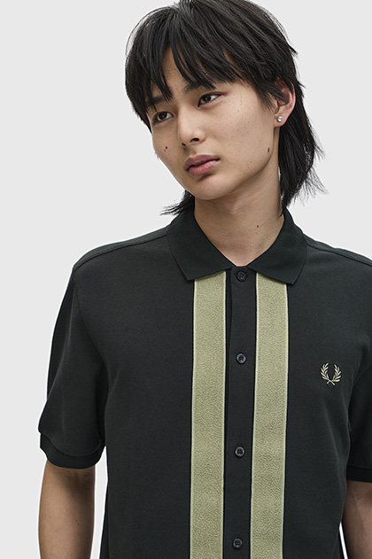Chenille Tape Button Through Polo Shirt