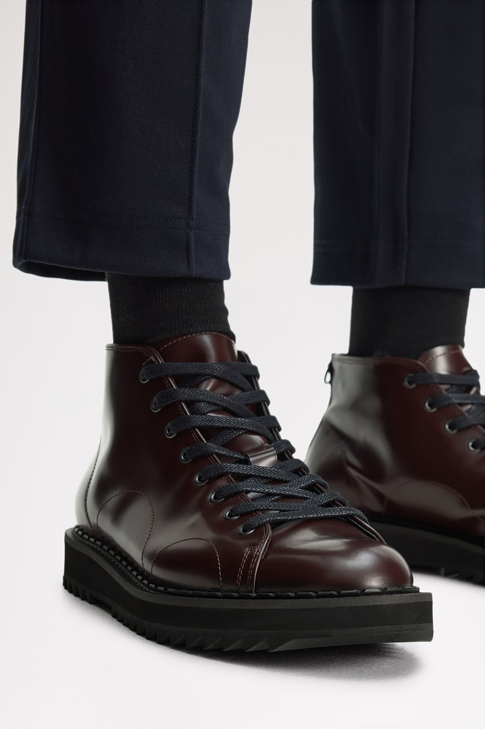 George Cox X Fred Perry Monkey Boot Leather 597:OXBLOOD 240