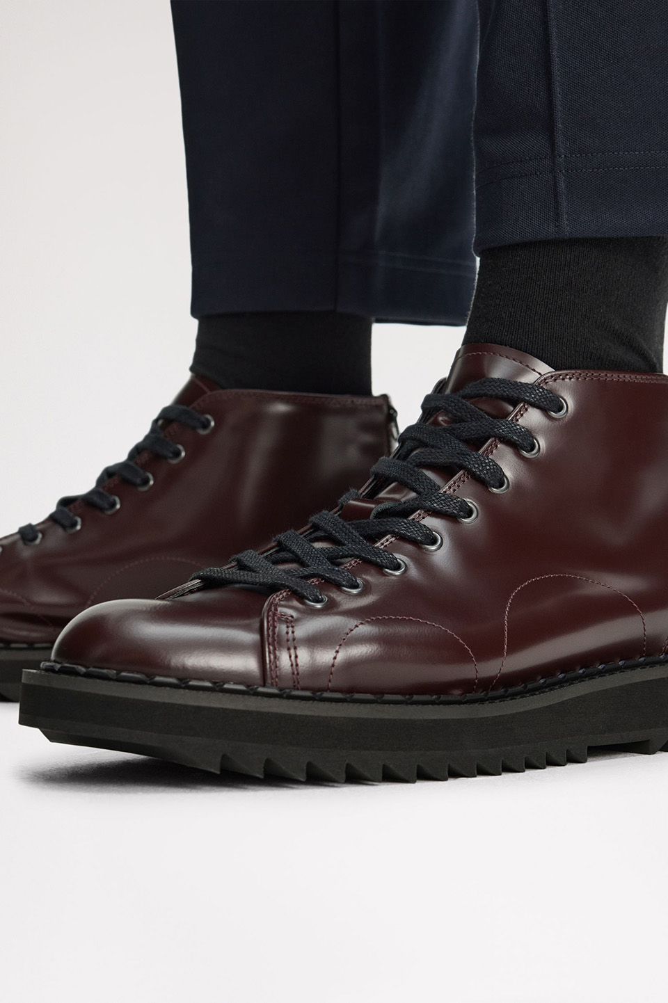 George Cox X Fred Perry Monkey Boot Leather 597:OXBLOOD 240