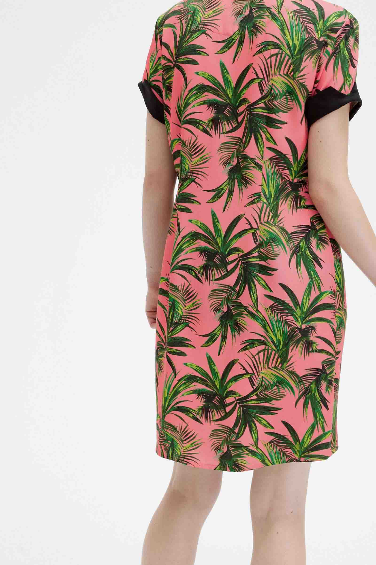 Amy Winehouse Palm Print Shirt Dress Q23:CORAL HEAT 10