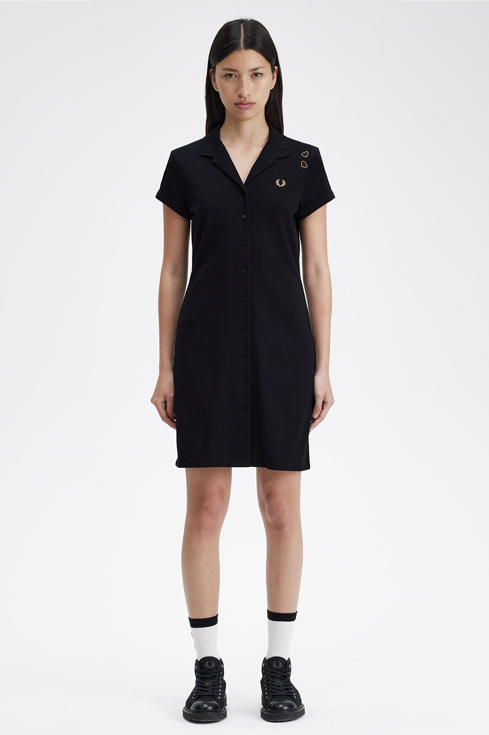Button-Thru Pique Shirt Dress