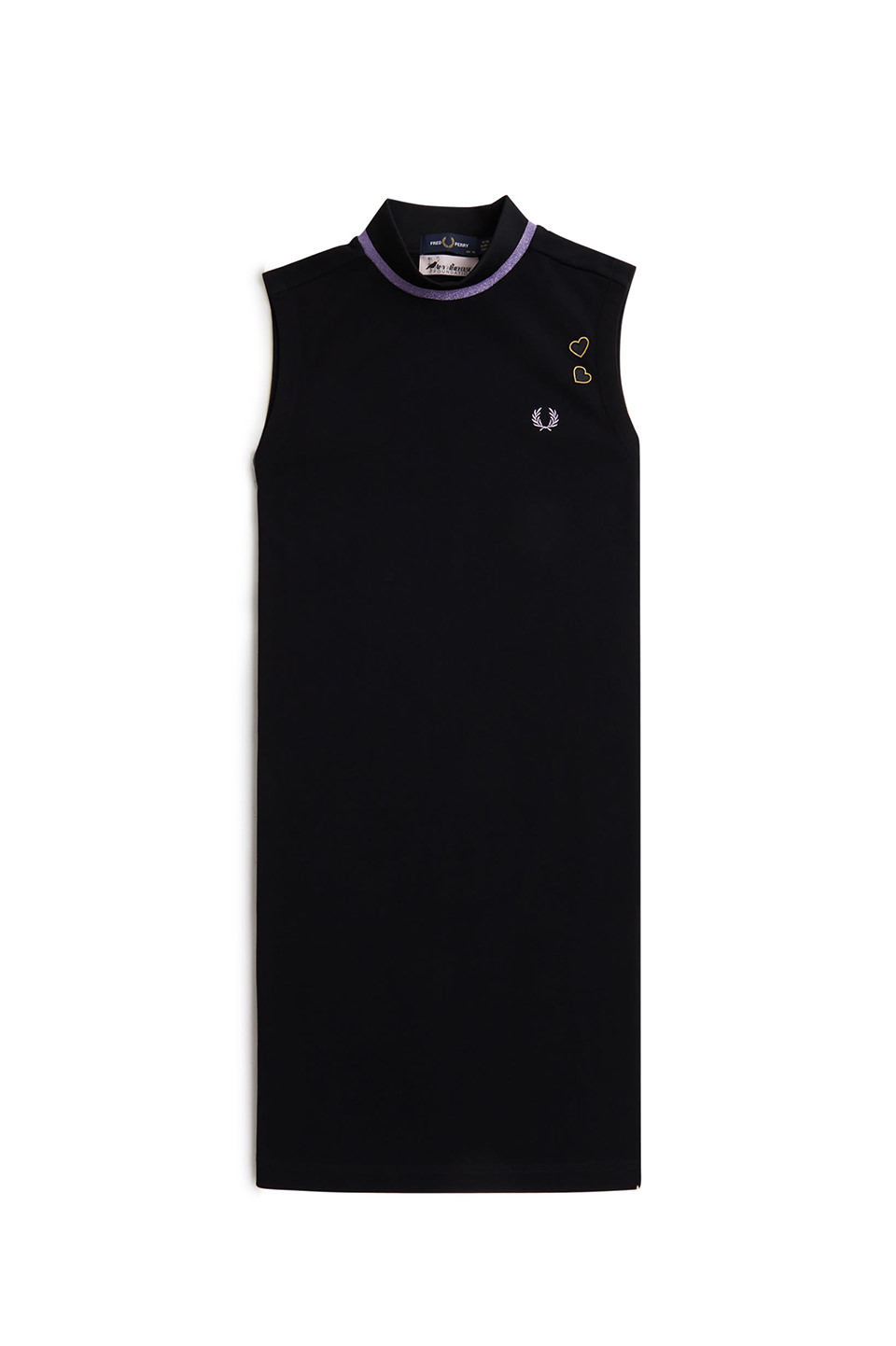 Amy Winehouse Metallic Tipped Mock Neck Dress(10 102：BLACK
