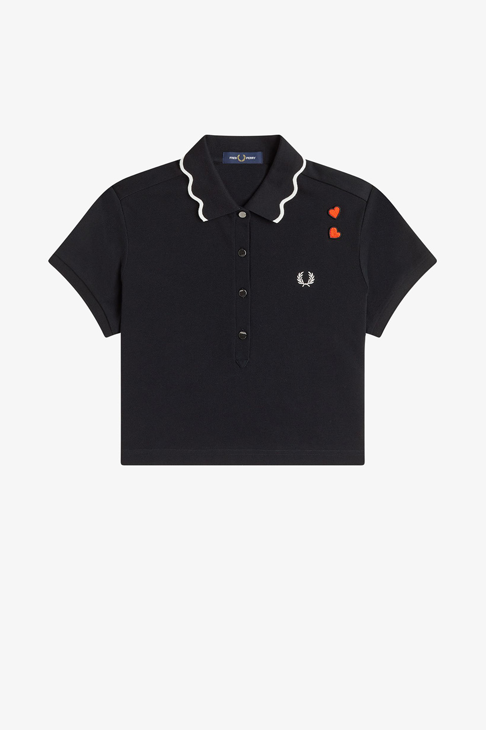 Amy Winehouse Scalloped Trim Polo Shirt 102:BLACK 10
