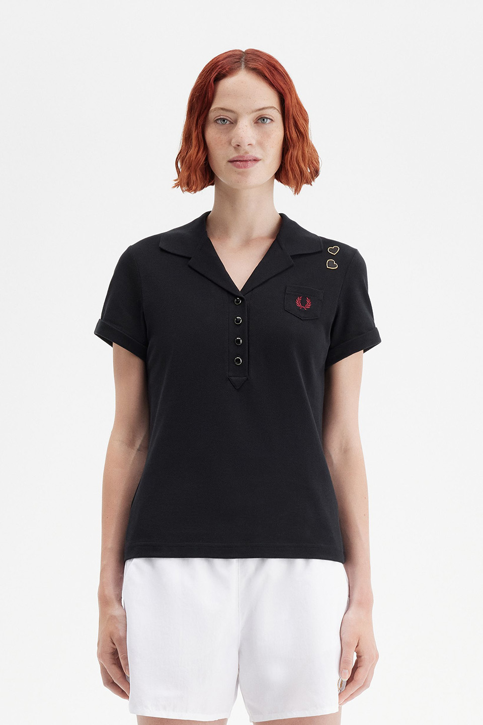 Amy Winehouse Pocket Detail Polo Shirt(10 102：BLACK