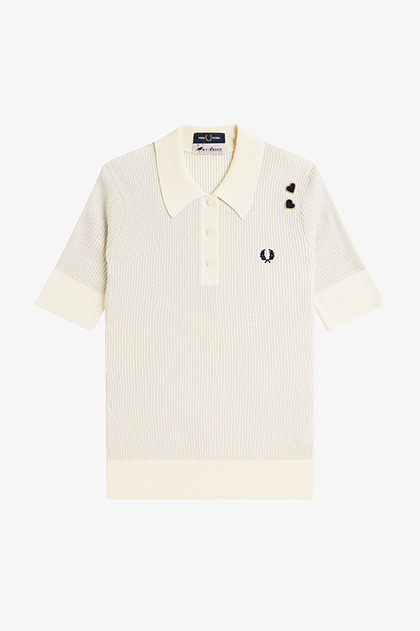 Amy Winehouse Metallic Rib Knit Polo Shirt