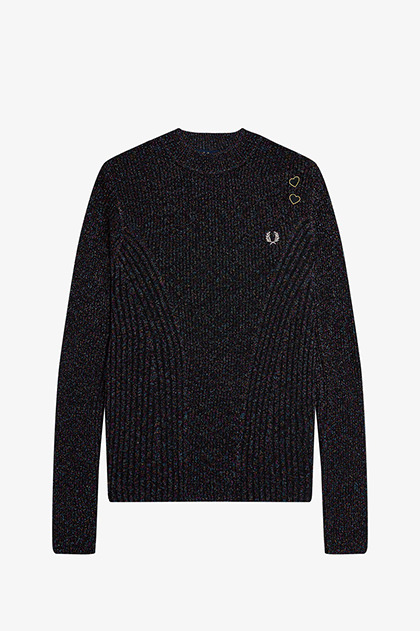 Amy Winehouse Open-Knit Metallic Ribbed Top