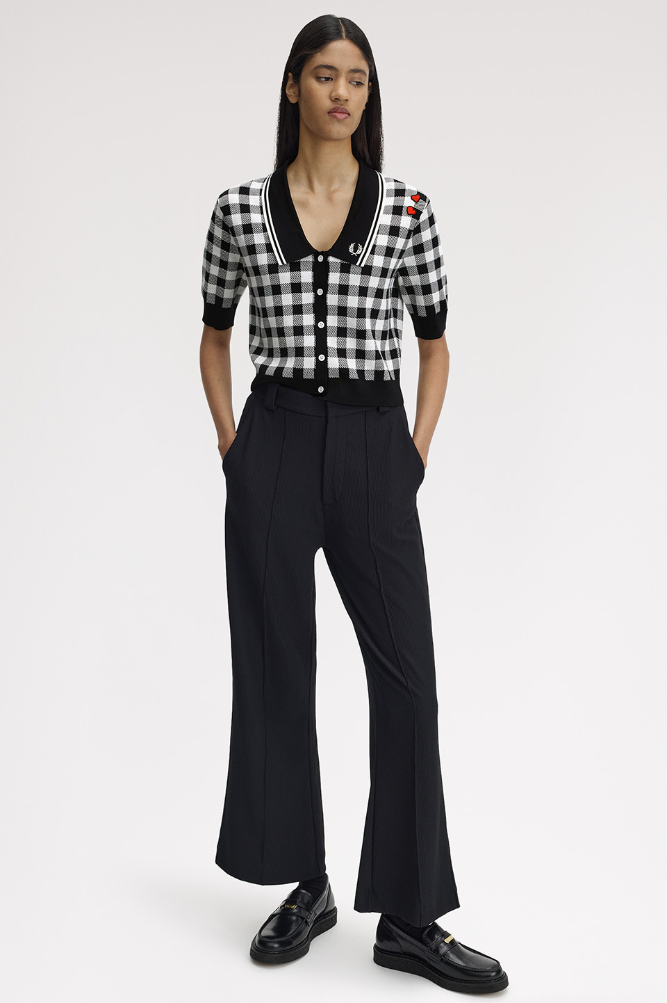 Amy Winehouse Gingham Knitted Shirt(10 102：BLACK): | FRED PERRY