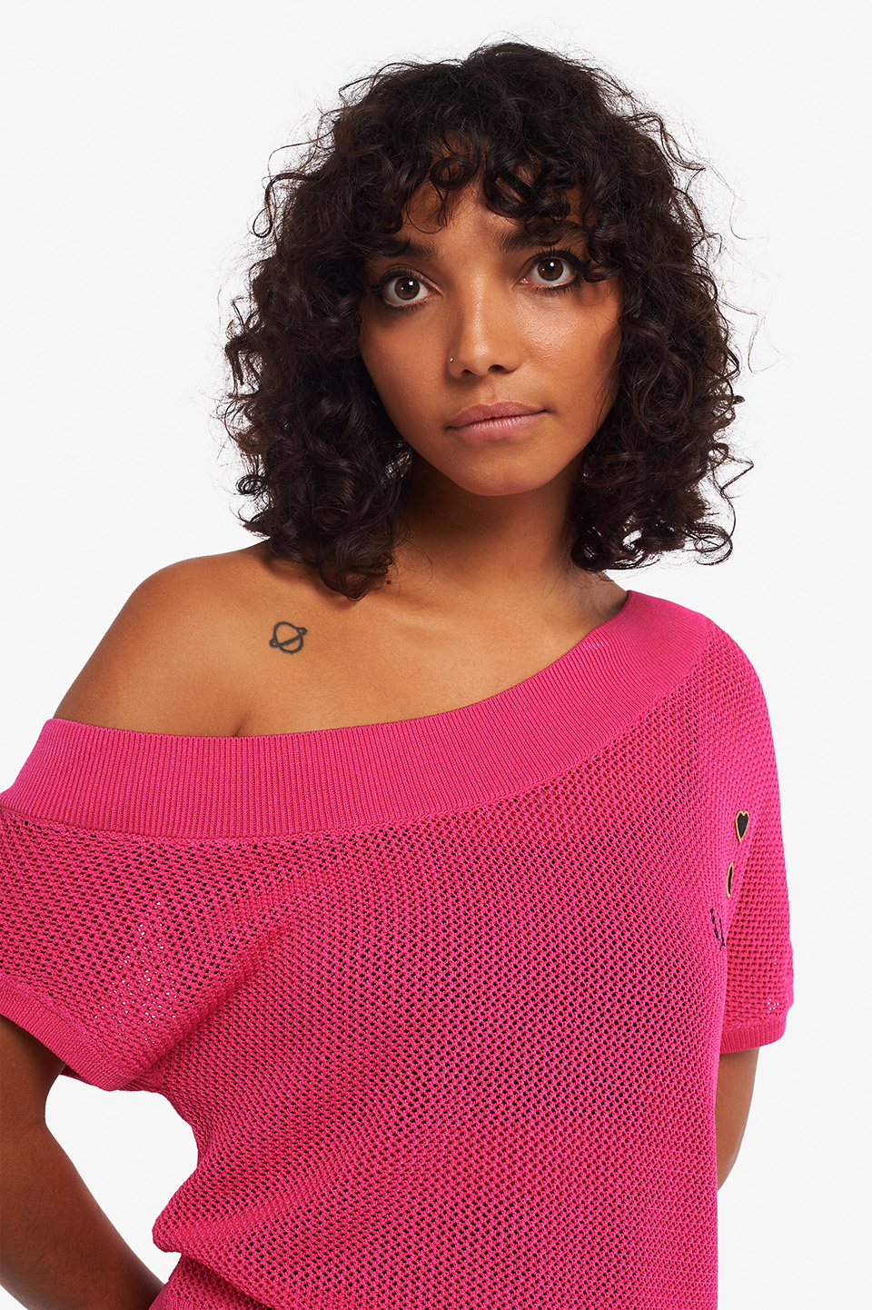 Amy Winehous-One Shoulder Knitted Top 892:MAGENTA 10