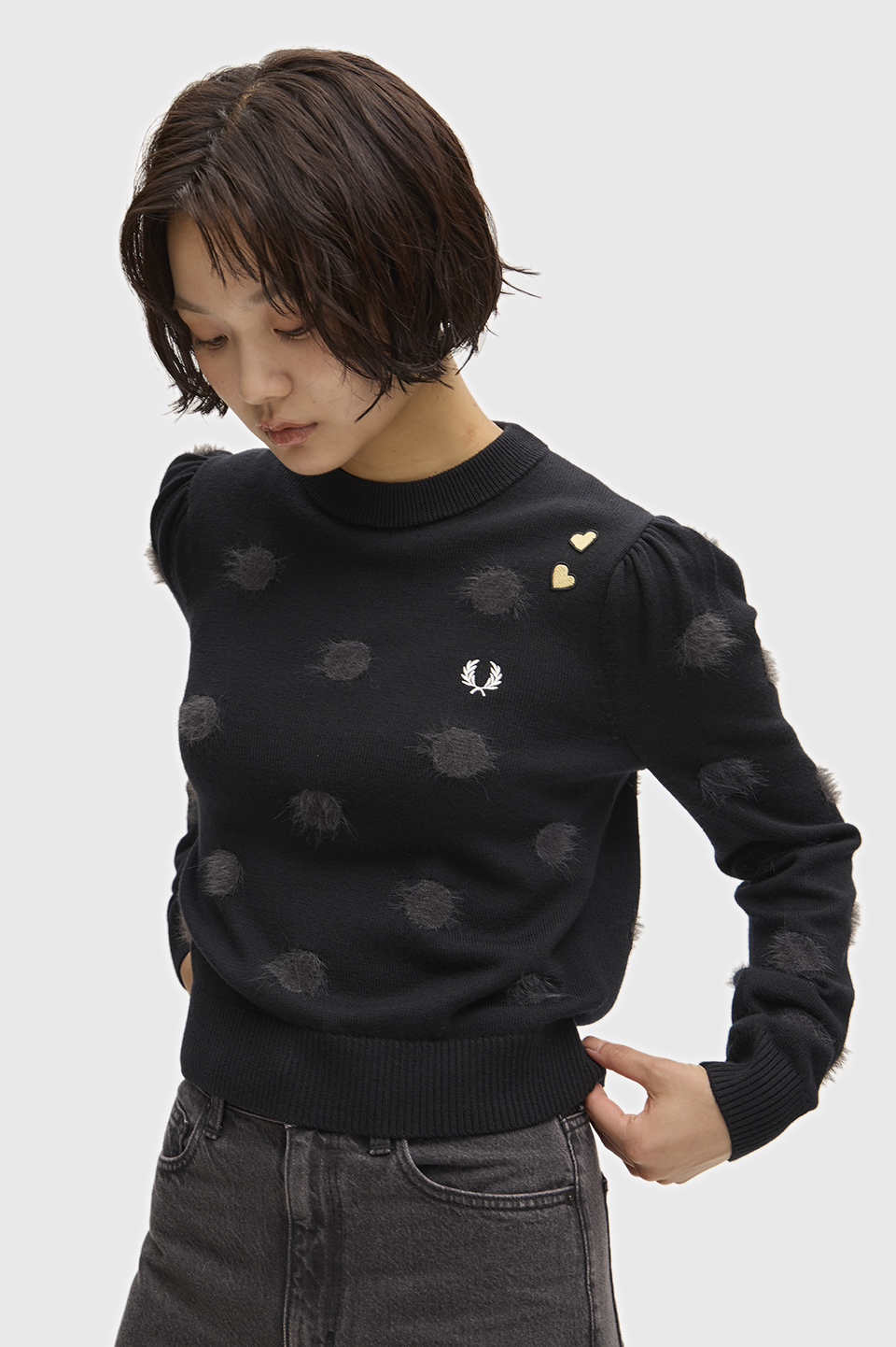 Amy Winehouse Polka Dot Jumper(10 102：BLACK): | FRED PERRY JAPAN