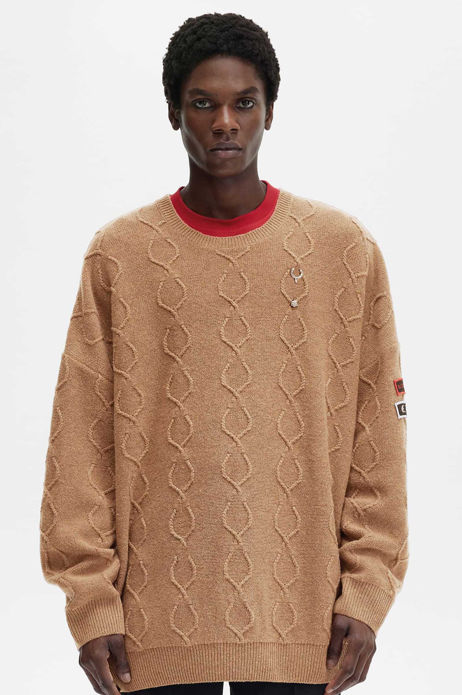 RAF SIMONS OVERSIZED KNIT WITH PATCHES | ochge.org