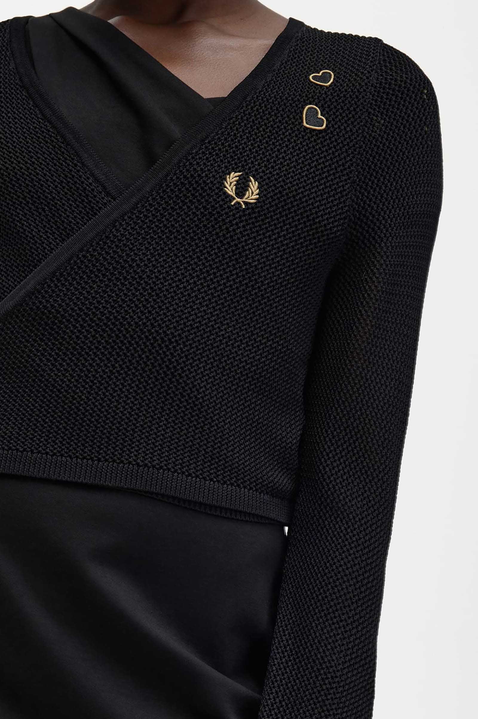 Amy Winehouse Open-Knit Wrap Cardigan(10 102：BLACK): | FRED PERRY 