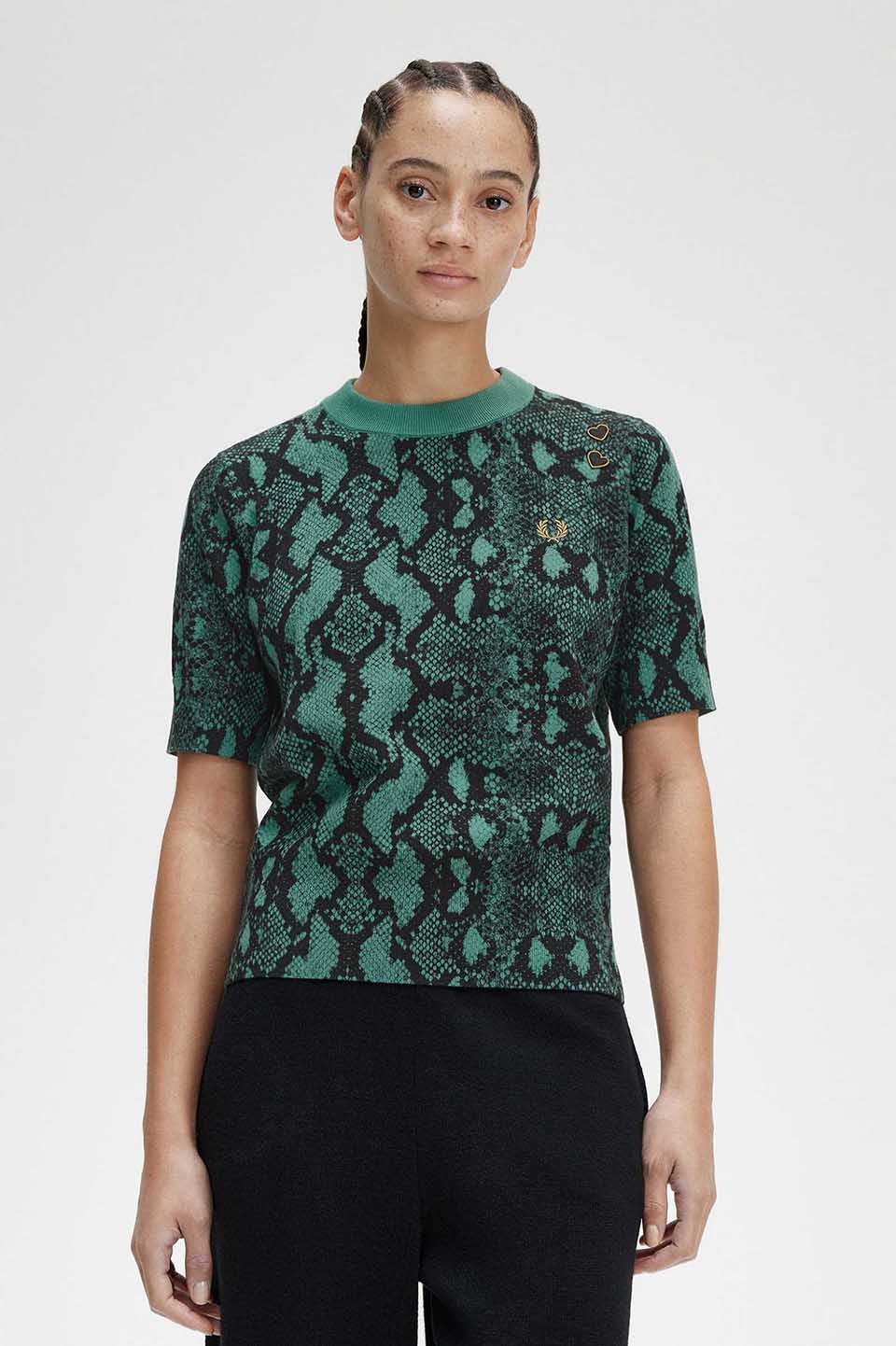 Amy Winehouse Snake Print Jumper(10 R35：DEEP MINT): | FRED PERRY 