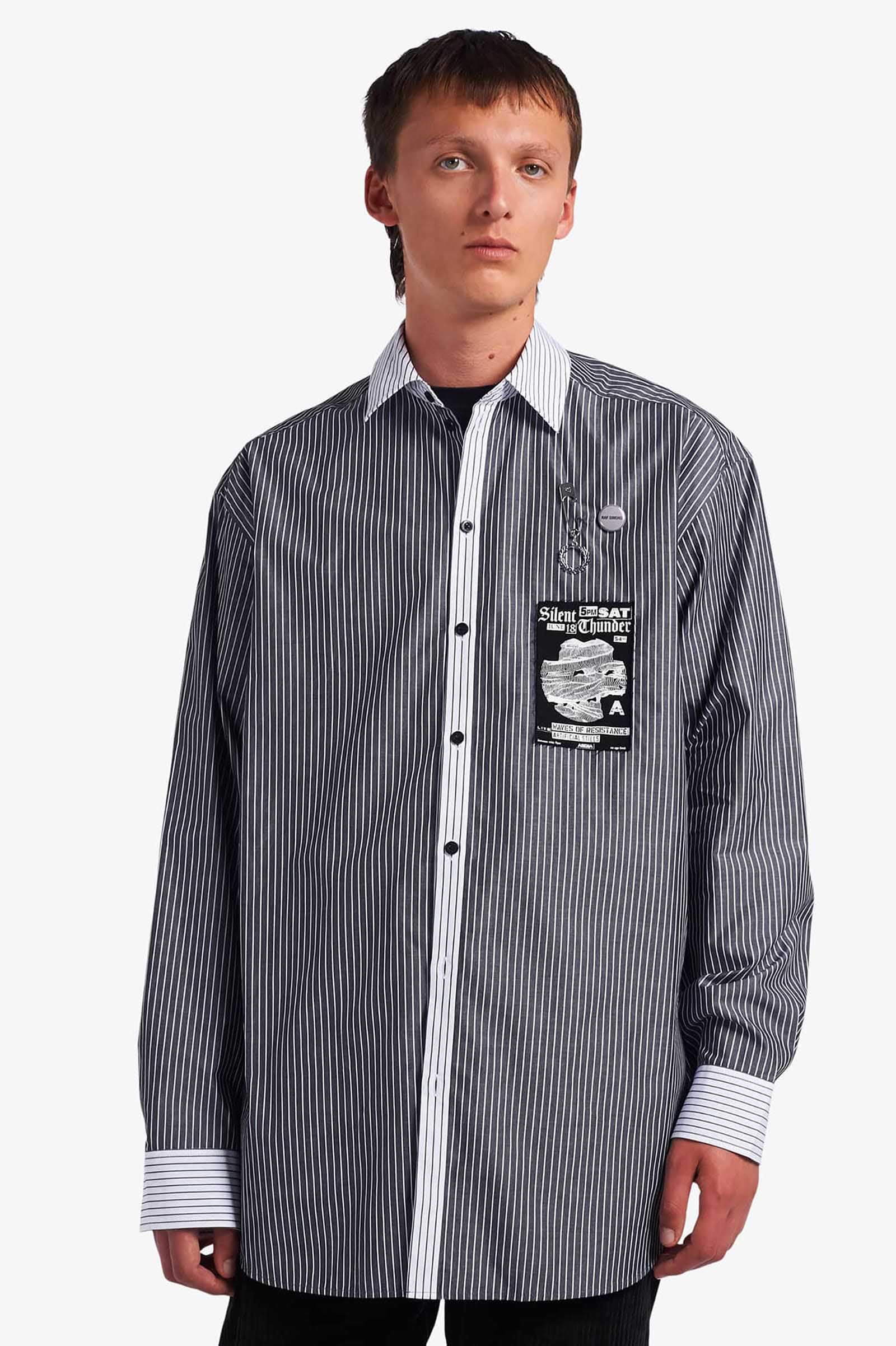 Raf Simons Stripe Patch Oversized Shirt