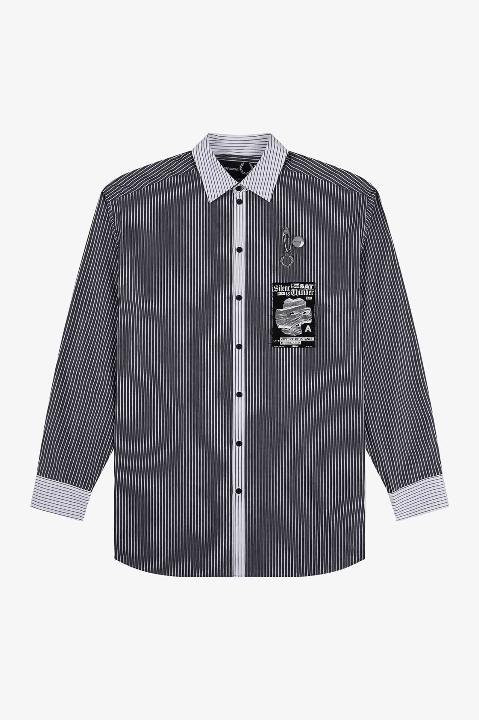 Raf Simons Stripe Patch Oversized Shirt(S 102：BLACK): | FRED