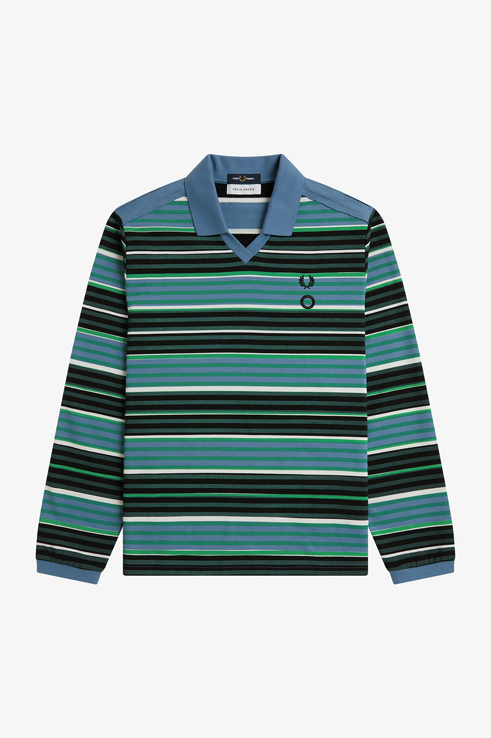 Craig Green Overprint Long Sleeve Polo Shirt 75B:CRAIG LIGHT BLUE S