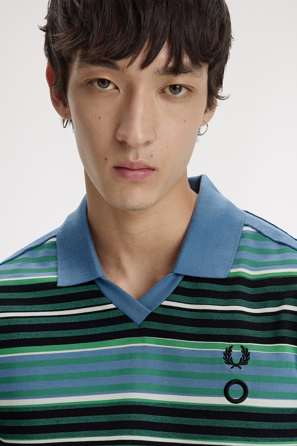 Craig Green Overprint Long Sleeve Polo Shirt 75B:CRAIG LIGHT BLUE S