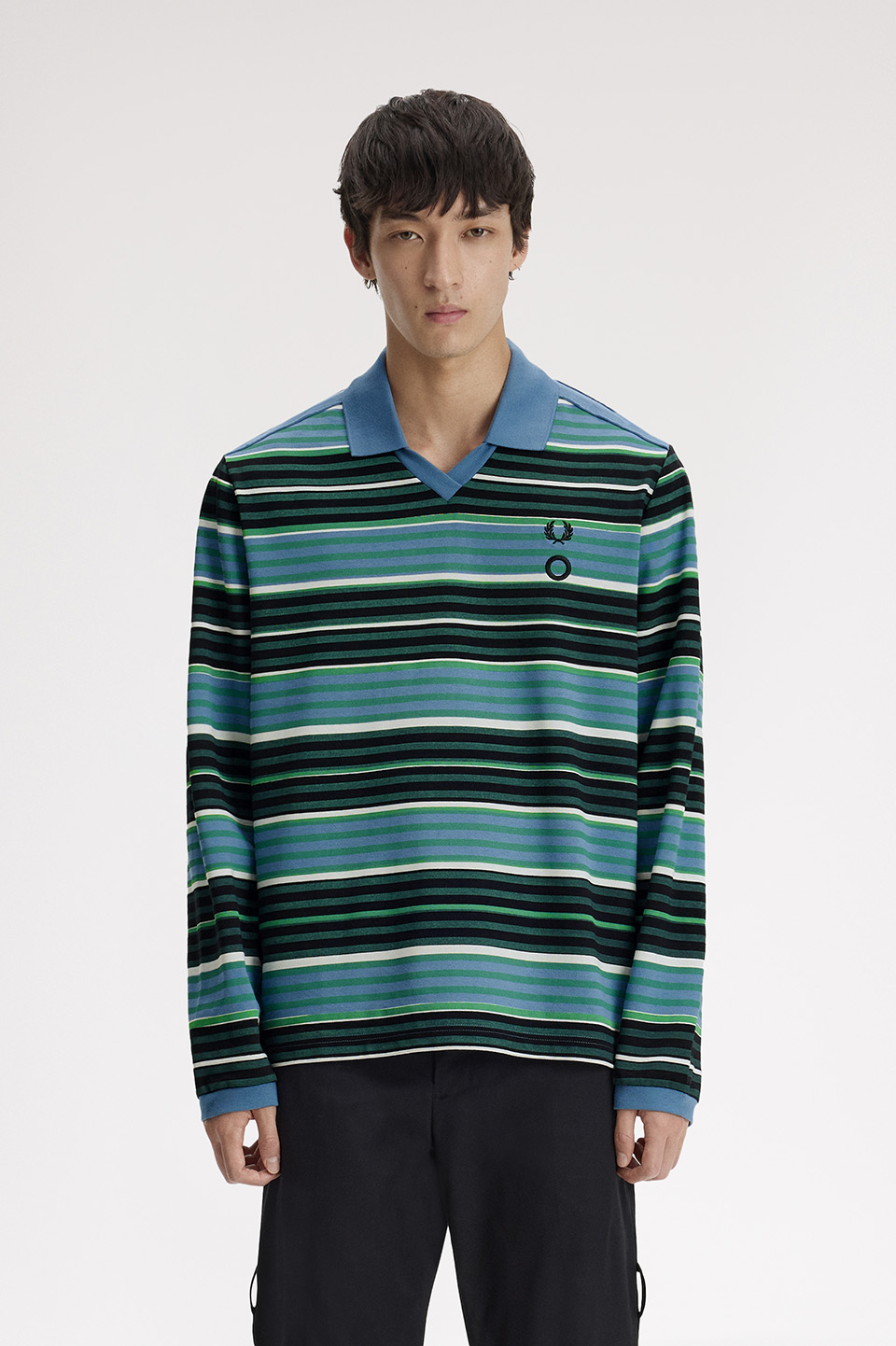 Craig Green Overprint Long Sleeve Polo Shirt 75B:CRAIG LIGHT BLUE S