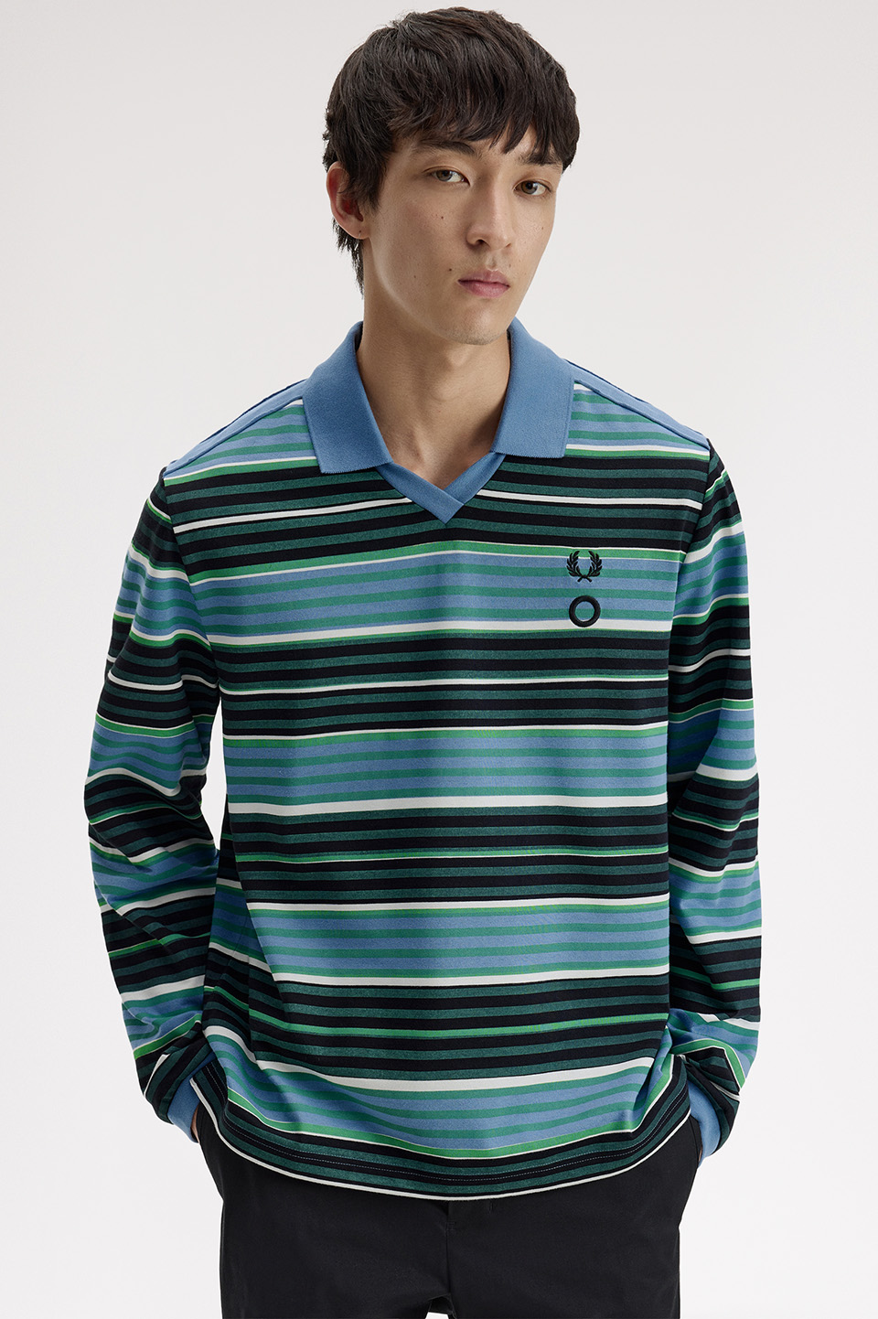 Craig Green Overprint Long Sleeve Polo Shirt 75B:CRAIG LIGHT BLUE S