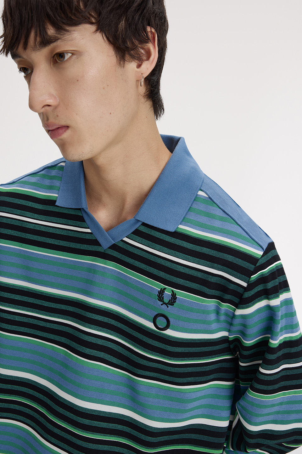 Craig Green Overprint Long Sleeve Polo Shirt 75B:CRAIG LIGHT BLUE S