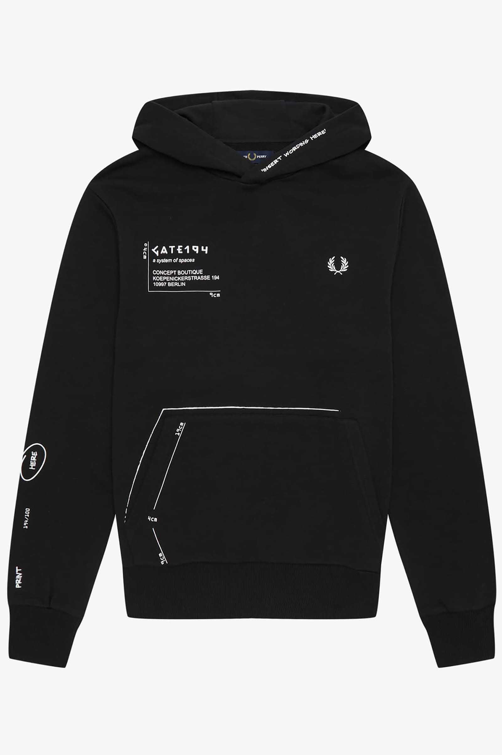 Gate194 Printed Hooded Sweatshirt(M 102：BLACK): | FRED PERRY