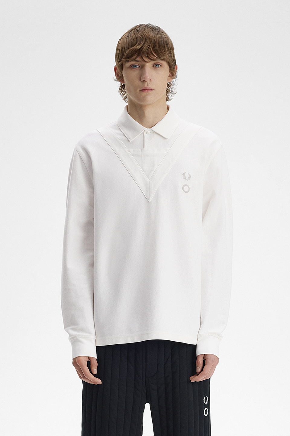Longsleeve V Overlay Poloshirt
