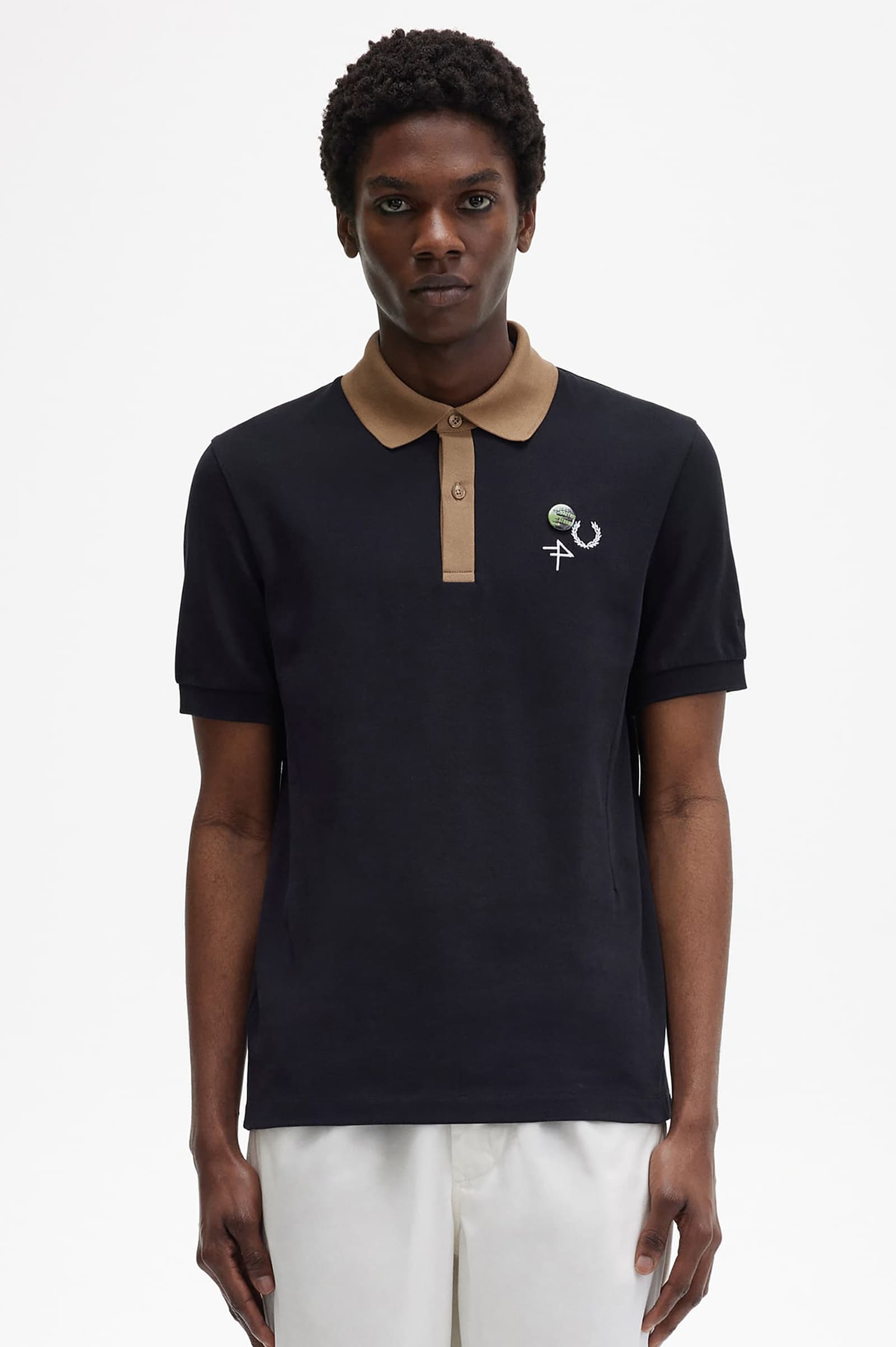 Raf Simons Contrast Collar Polo Shirt(XS 102：BLACK): | FRED PERRY
