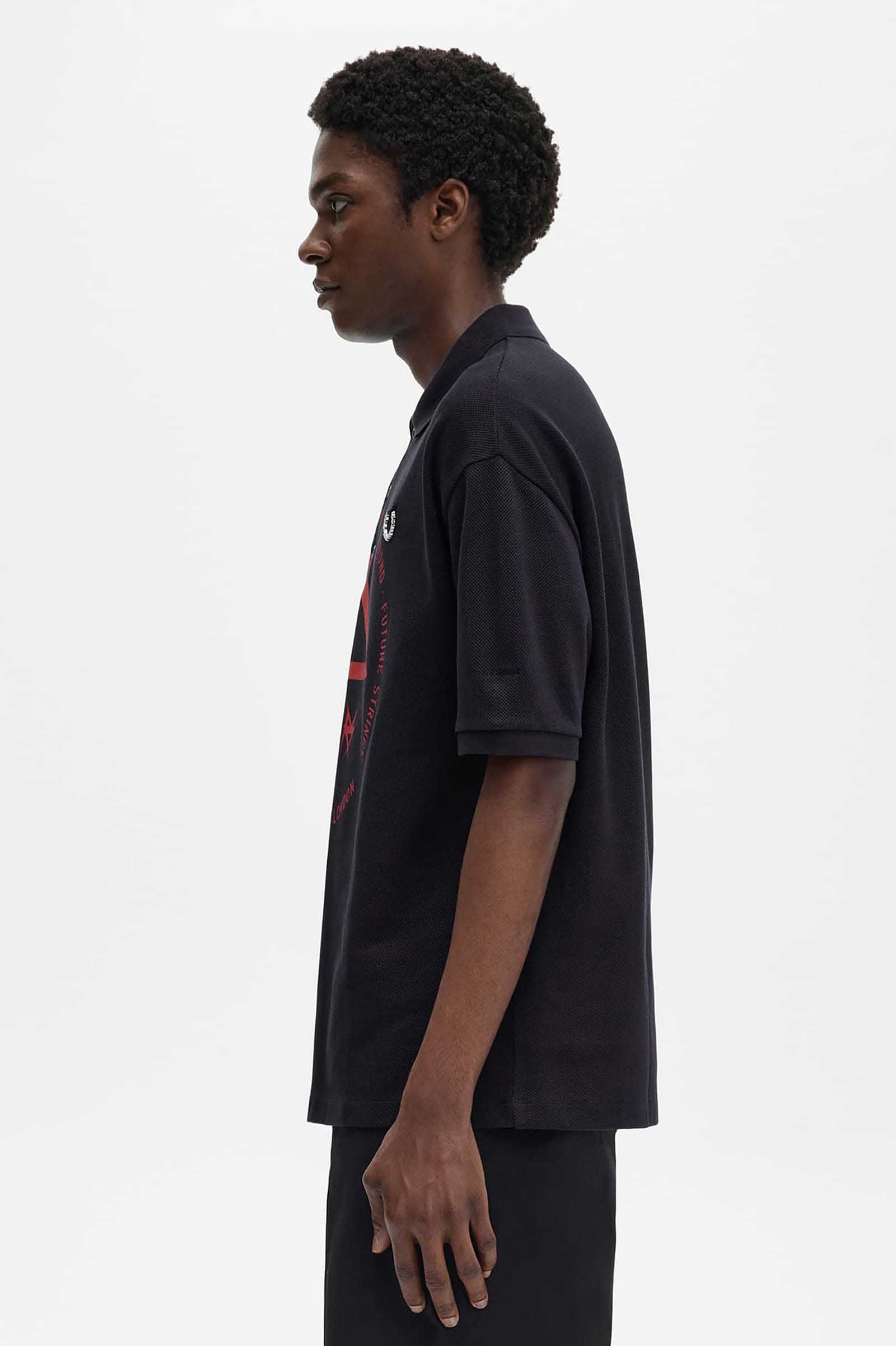 Raf Simons Oversized Printed Polo Shirt(S B64：NAVY BLUE): | FRED PERRY ...